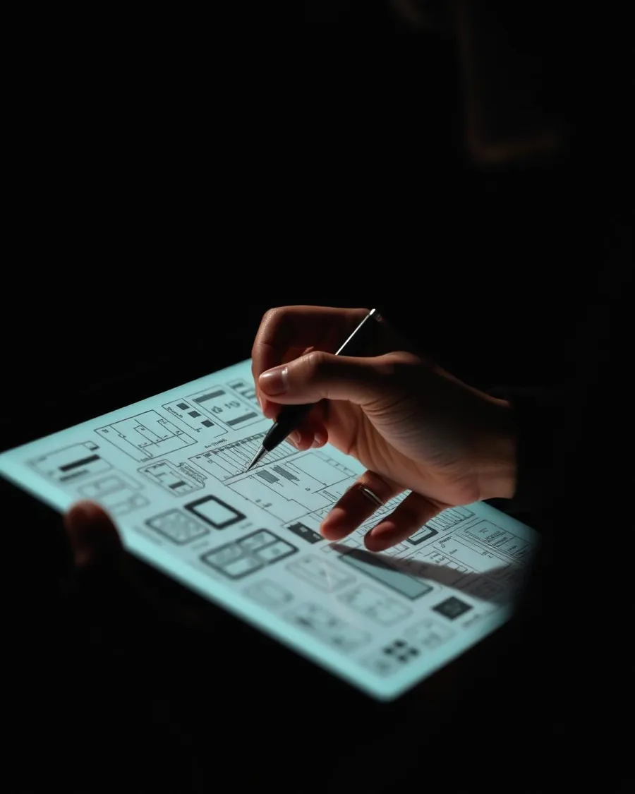 Designer sketching product wireframes